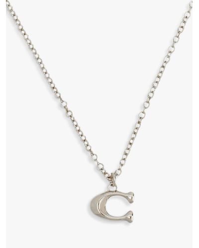 COACH Signature C Pendant Necklace - White
