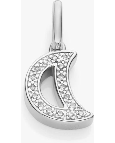Monica Vinader Alphabet Moon Diamond Charm - White