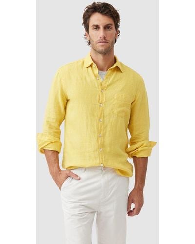 Rodd & Gunn Coromandel Long Sleeve Sports Fit Linen Shirt - Yellow