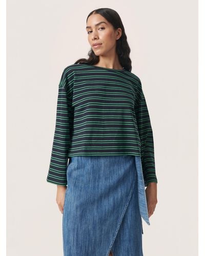 Soaked In Luxury Neo Striped Boxy T-shirt - Blue