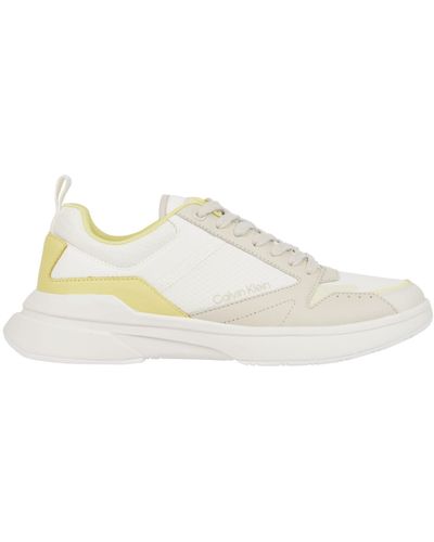 Calvin Klein Leather Low Top Chunky Heel Trainers - White