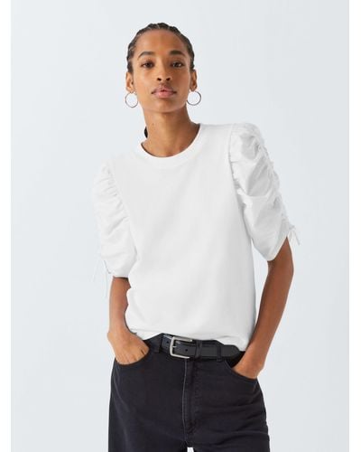 FRAME Ruched Sleeve T-shirt - White