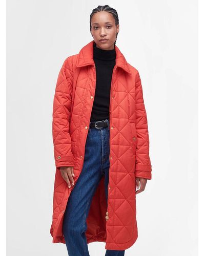 Barbour Carolina Long Quilted Coat - Red