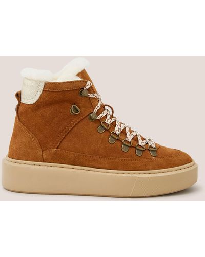 White Stuff Suede Shearling Hiker Bootie - Brown