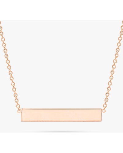 Ib&b Personalised 9ct Rose Gold Horizontal Bar Initial Pendant Necklace - Pink