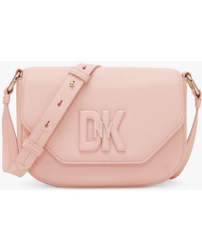 DKNY Seventh Avenue Leather Small Flap Over Cross Body Bag - Pink