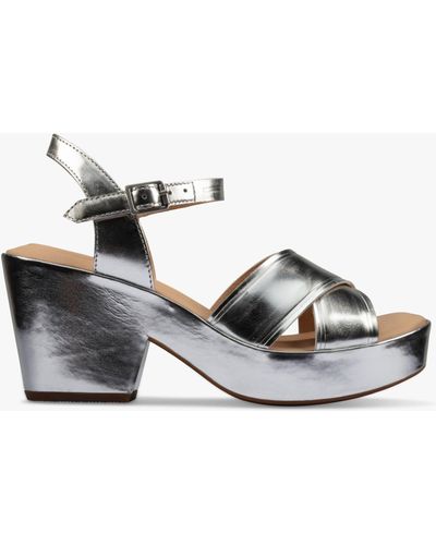 Clarks Maritsa Leather Platform Sandals - Metallic