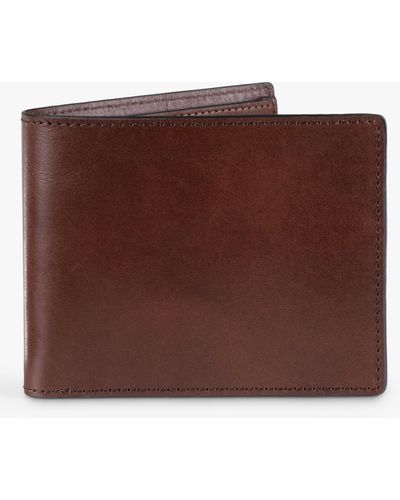 John Lewis Vegetable Tanned Leather Card Coin Bifold Wallet - Brown