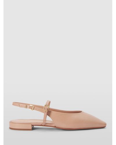 John Lewis Bertie Leather Slingback Mary Jane Court Shoes - Pink