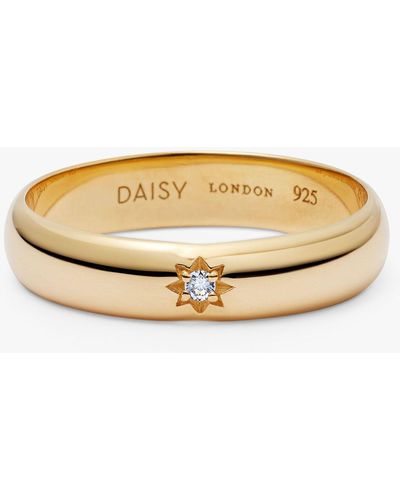 Daisy London Topaz Engraved Star Band Ring - Natural