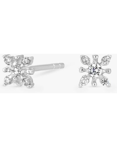 Simply Silver Mini Floral Cubic Zirconia Stud Earrings - White
