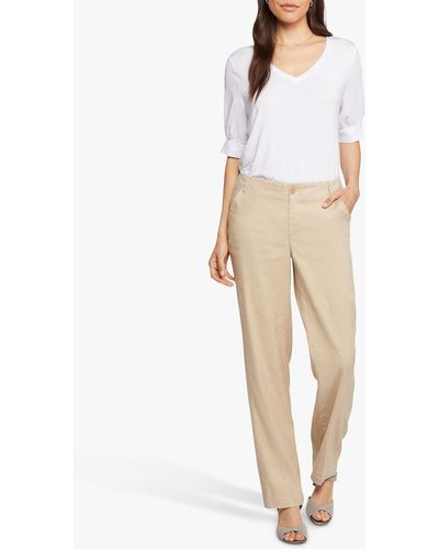 NYDJ Marilyn Linen Blend Straight Leg Trousers - Natural