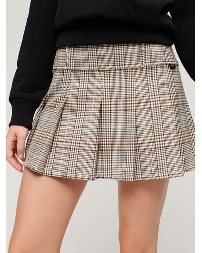 Superdry Low Rise Check Pleated Mini Skirt - Black