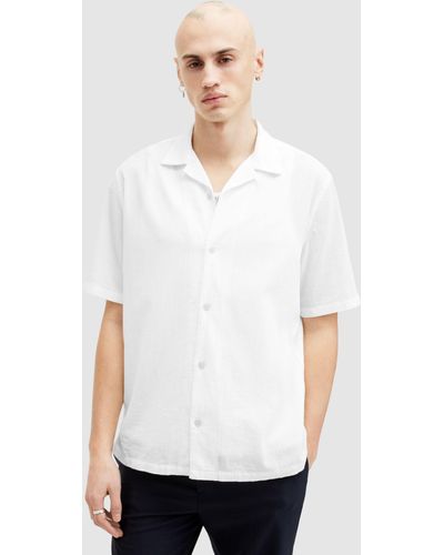 AllSaints Valley Organic Cotton Relaxed Fit Shirt - White