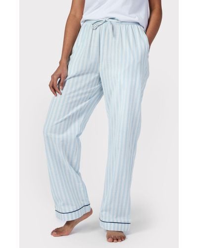 Chelsea Peers Poplin Stripe Long Pyjama Bottoms - Blue
