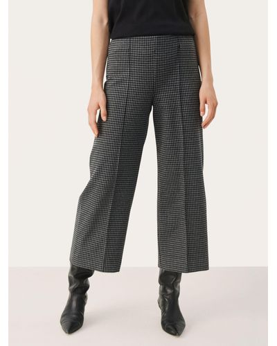 Part Two Ilisan Cropped Check Trousers - Black