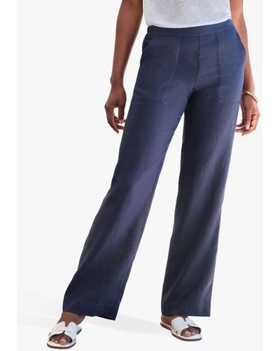 Pure Collection Laundered Linen Wide Leg Trouser - Blue