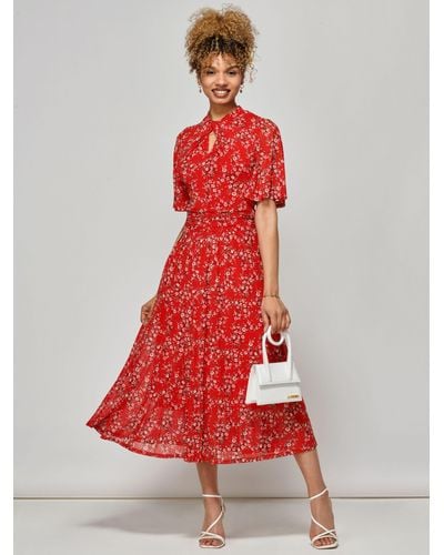 Jolie Moi Carina Floral Midi Flared Dress