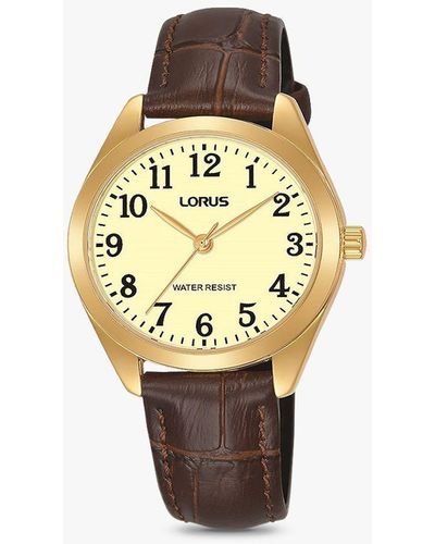 Lorus Leather Strap Watch - Metallic