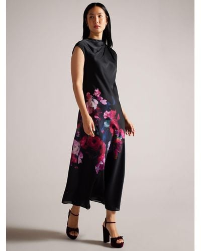 Ted Baker Rahelee Floral Slip Midi Dress - Black