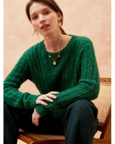 Brora Mohair Cable Knit Jumper - Green