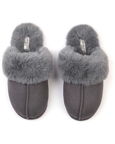 Chelsea Peers Suedette Cuffed Dome Slippers - Grey