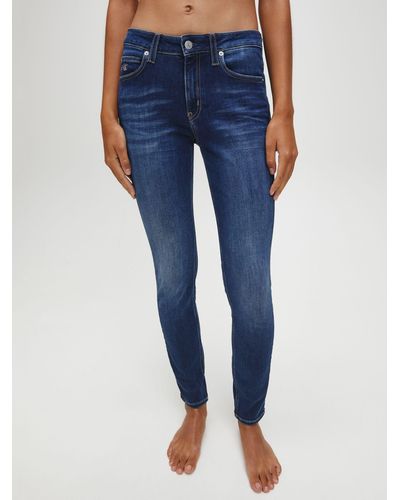 Calvin Klein Mid Rise Monogram Skinny Jeans - Blue