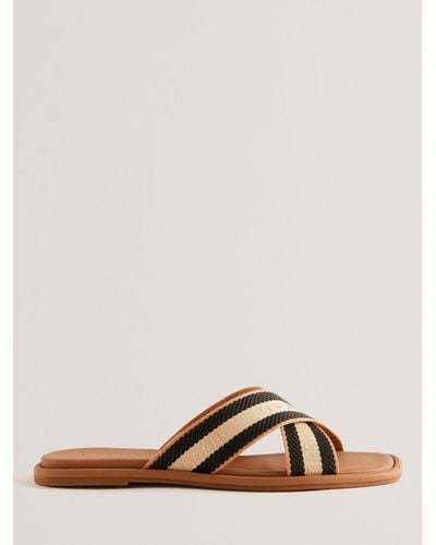 Ted Baker Ashika Cross Strap Logo Sandals - Brown