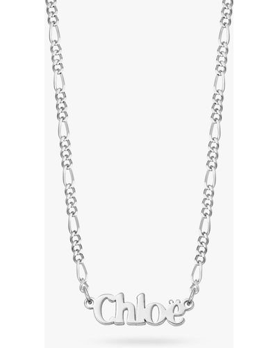 Daisy London Personalised Nameplate Figaro Chain Necklace - White