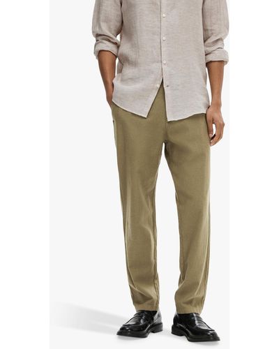 SELECTED Brody Linen Chino Trousers - Natural
