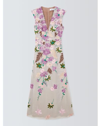 Elliatt Venetian Floral Embroidered Midi Dress - White