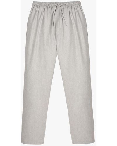British Boxers Herringbone Cotton Twill Pyjama Trousers - White