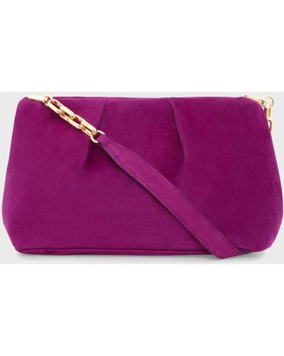 Hobbs Clifton Suede Clutch Bag - Purple