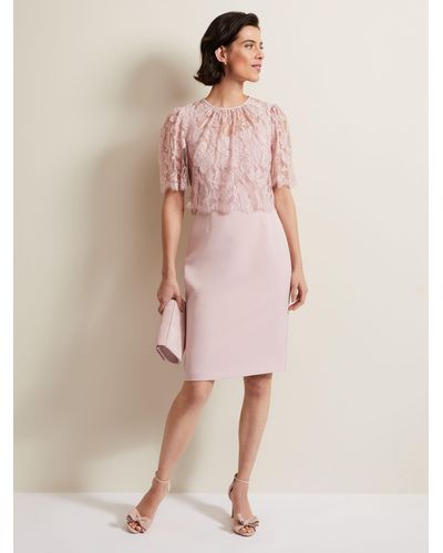 Phase Eight Lynette Lace Double Layer Dress - Pink