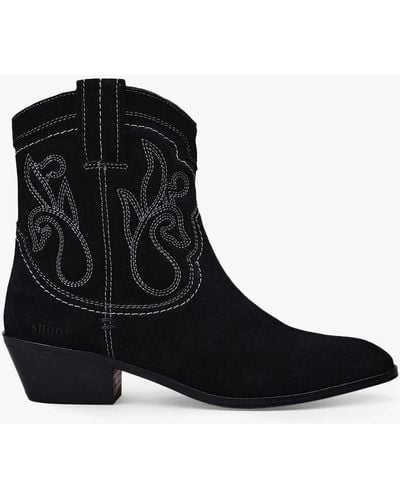 Moda In Pelle Linus Suede Cuban Heel Cowboy Boots - Black