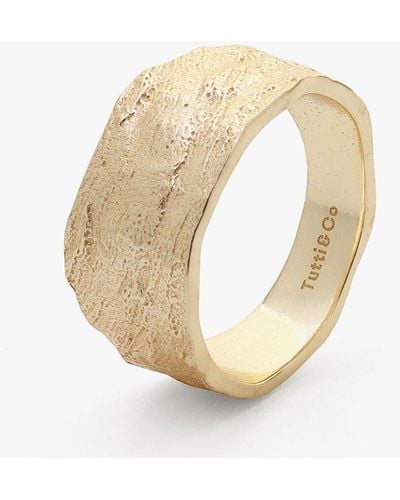 Tutti & Co Voyage Chunky Textured Band Ring - Natural