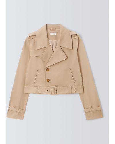 GOOD AMERICAN Chino Cropped Trench Coat - Natural