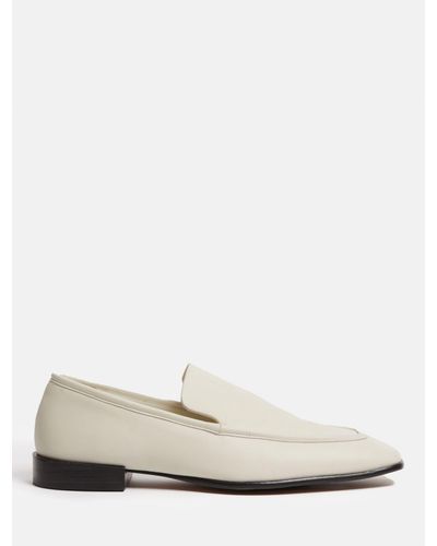 Jigsaw Frame Bar Leather Loafers - White