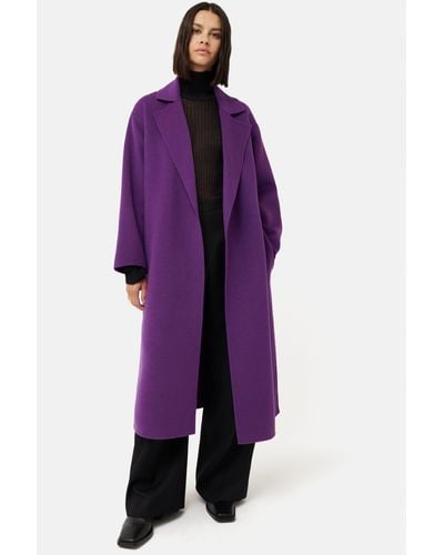 Jigsaw Double Faced Wool Blend Wrap Coat - Purple