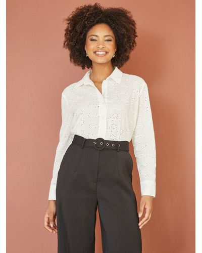 Yumi' Broderie Anglaise Relaxed Fit Shirt - White