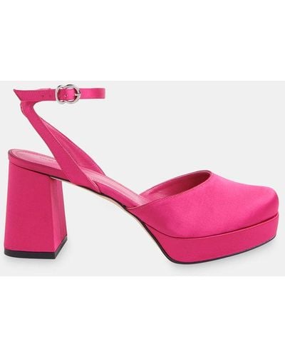 Whistles Estella Satin Platform Shoes - Pink