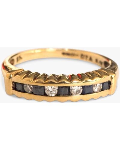 L & T Heirlooms Second Hand 9ct Gold Diamond And Sapphire Half Eternity Ring - Metallic