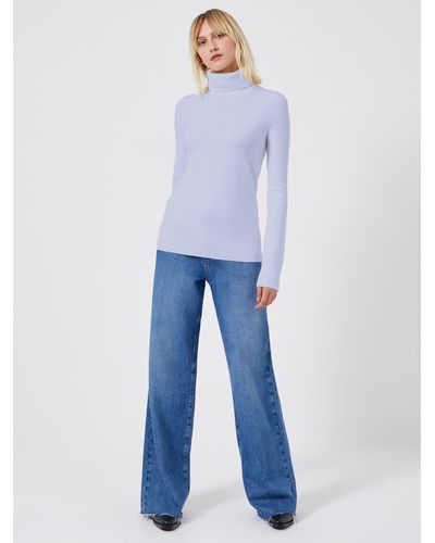 French Connection Babysoft Ribbed Roll Neck Jumper - Blue