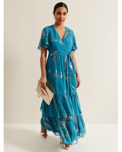 Phase Eight Collection 8 Petite Charissa Silk Maxi Dress - Blue
