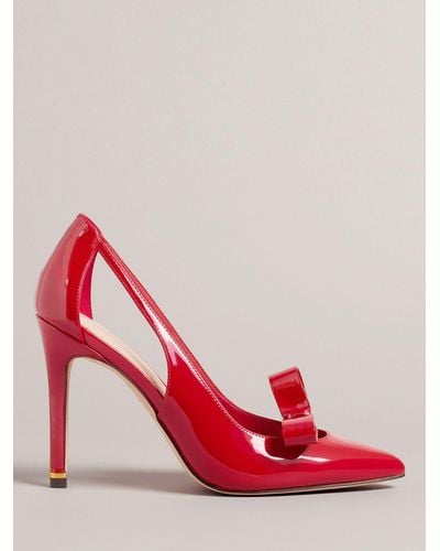 Ted Baker Orliney Patent Bow Cut Out Heeled Court Shoes - Red
