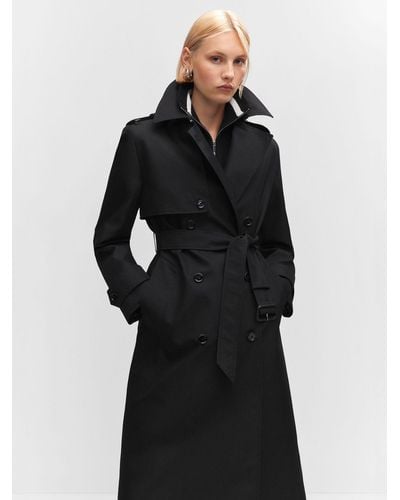 Mango Chicago Waterproof Double Breasted Trench Coat - Black