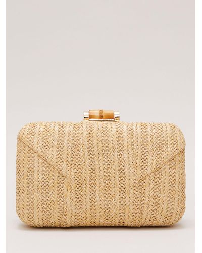 Phase Eight Structured Raffia Clutch Bag - Natural