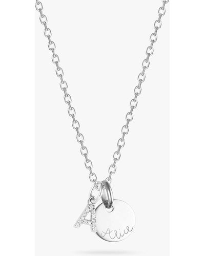 Merci Maman Personalised Mini Crystal Alphabet Pendant Necklace - White