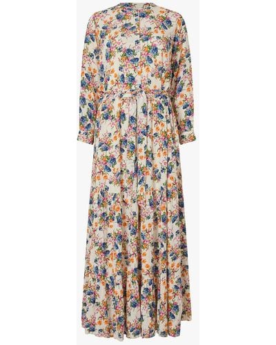 Lolly's Laundry Nee Floral Print 3/4 Sleeve Maxi Dress - White