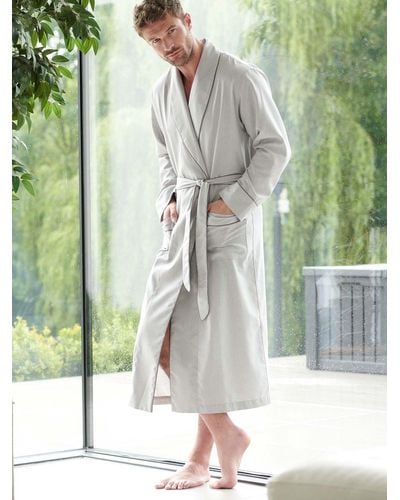 British Boxers Herringbone Cotton Twill Dressing Gown - Green